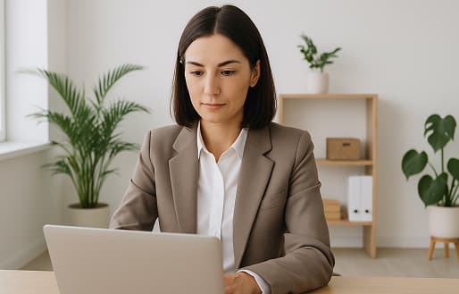 Profesional trabajando en desarrollo de soluciones digitales con laptop